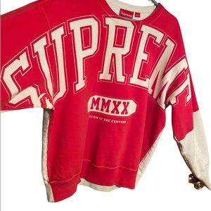 Red and White Supreme Crewneck